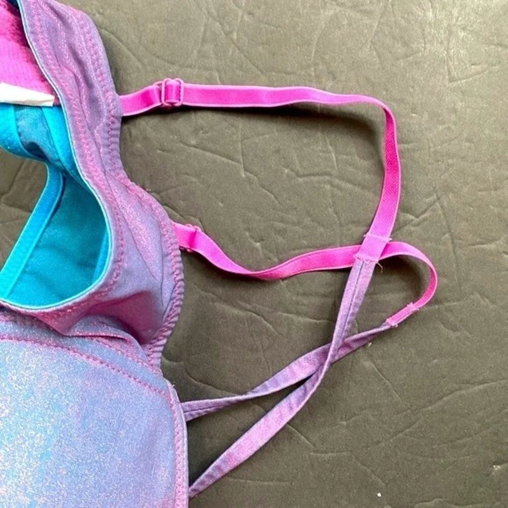 Lily Of France Vintage Push Up Underwire Bra -Lilac Metallic Sparkle Size 36B
